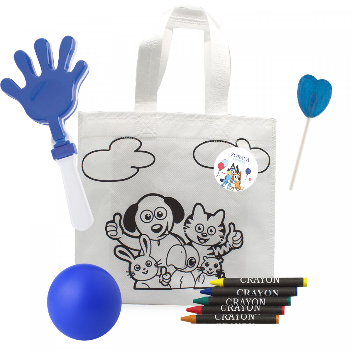 Bluey e bingo detalhe infantil com bolsa para pintar e brinquedos