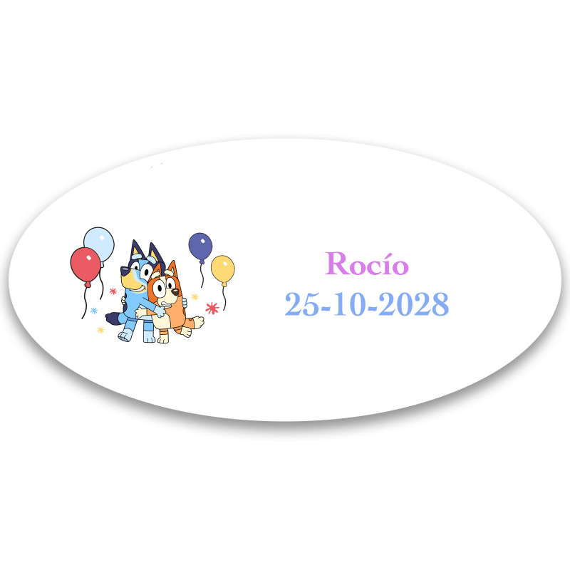 Bluey e bingo adesivo personalizado 4 5x4 2cm