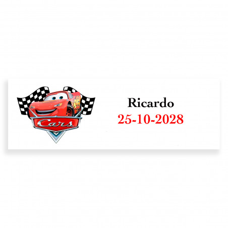 Cars adesivo personalizado 6x2cm para eventos