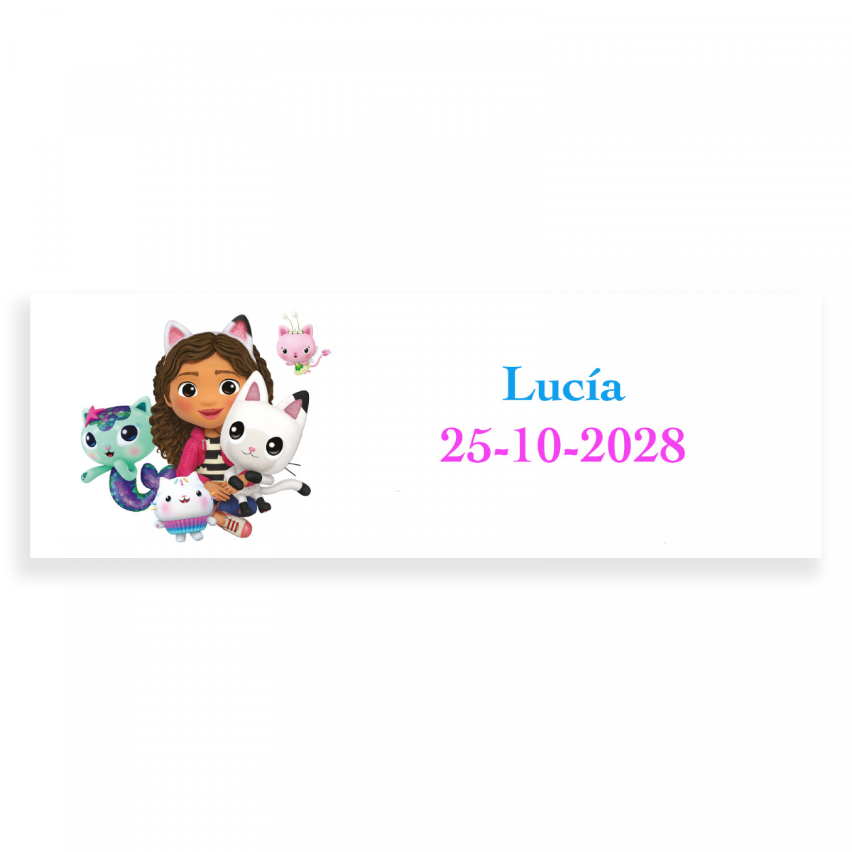 Gabby gato etiqueta adesiva 6x2cm para personalizar