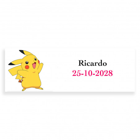 Pokemon etiqueta retangular personalizada 6x2cm