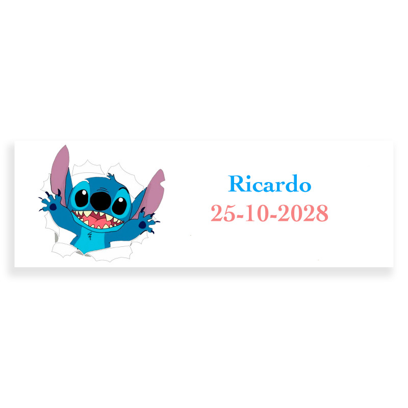 Stitch adesivo 6x2cm personalizado infantil