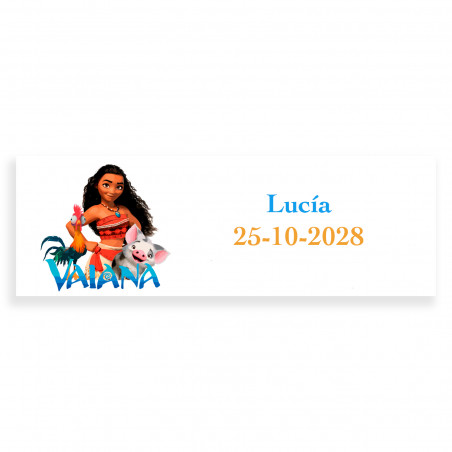 Vaiana moana etiqueta adesiva com texto para personalizar