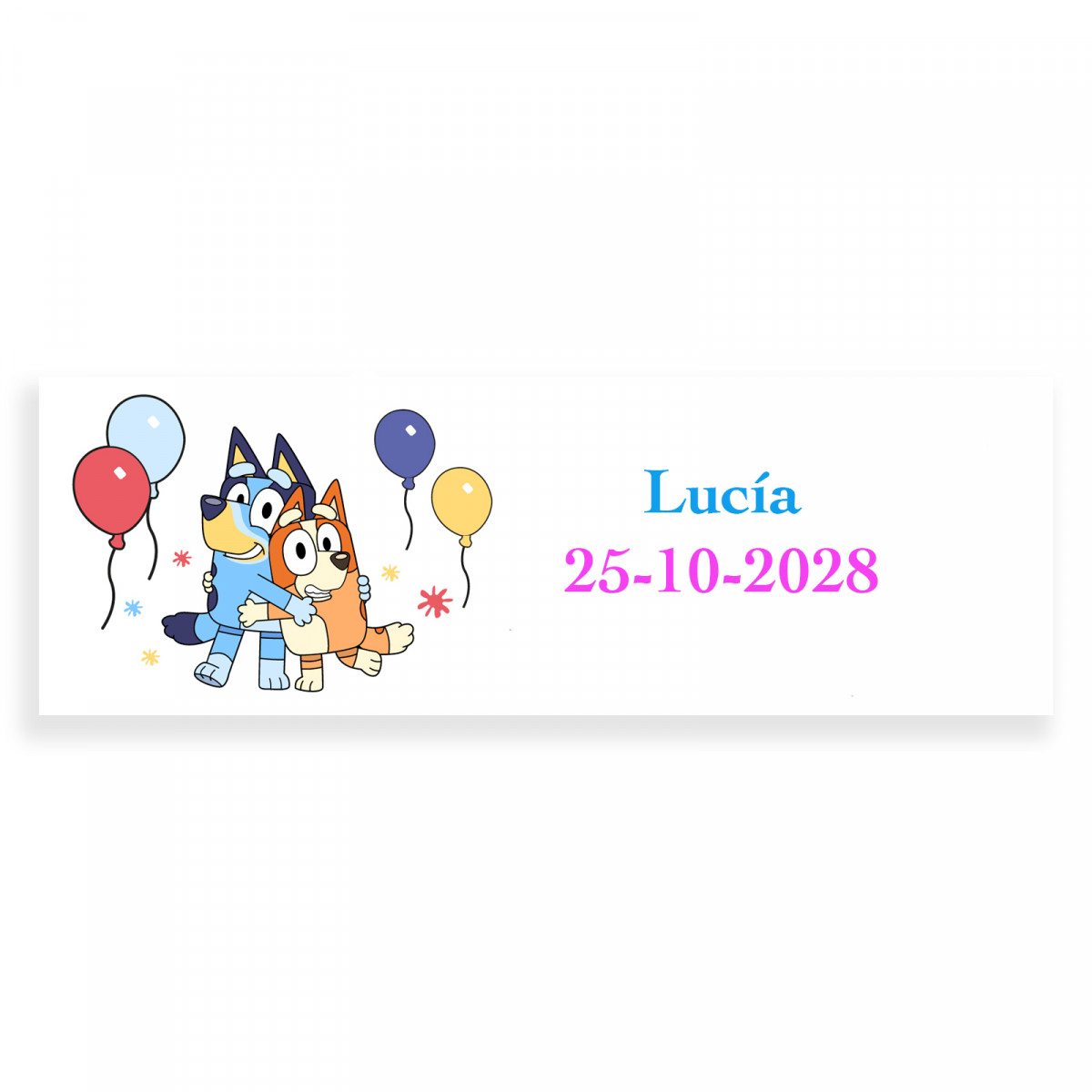 Bluey e bingo etiqueta 6x2cm adesiva personalizada para eventos