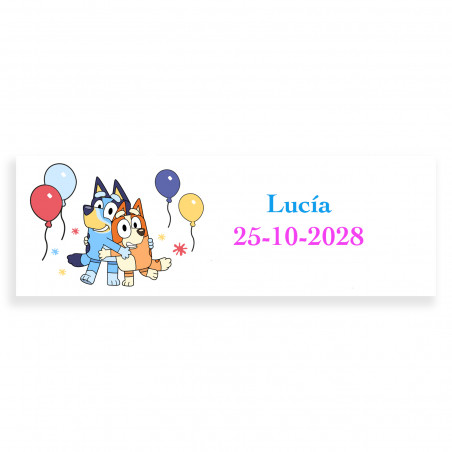 Bluey e bingo etiqueta 6x2cm adesiva personalizada para eventos
