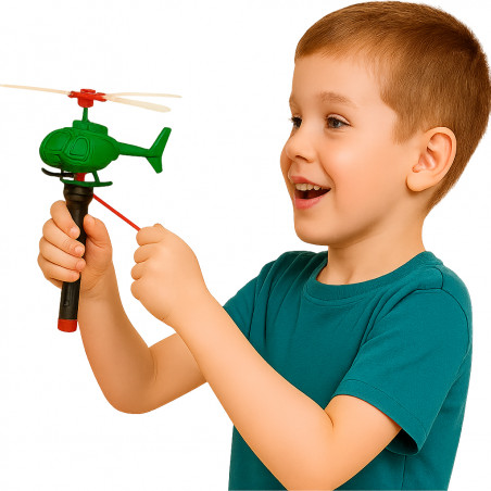 Helicóptero de brinquedo com lançador