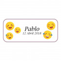 Emojis detalhe infantil com artigos escolares e pirulito