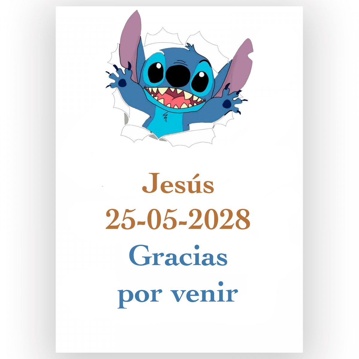 Stitch, adesivo 7x5cm para personalizar com texto