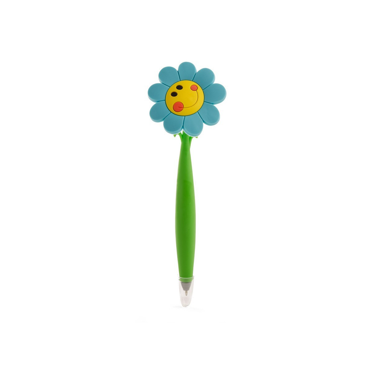 Caneta em formato engraçado para presente, formato de flor com rosto sorridente