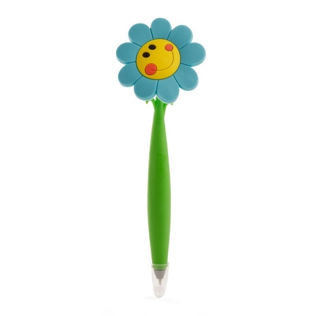 Caneta em formato engraçado para presente, formato de flor com rosto sorridente