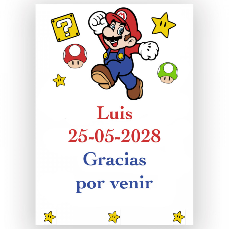 Mario Bros, etiqueta personalizada adesiva 7x5cm para aniversários e eventos infantis