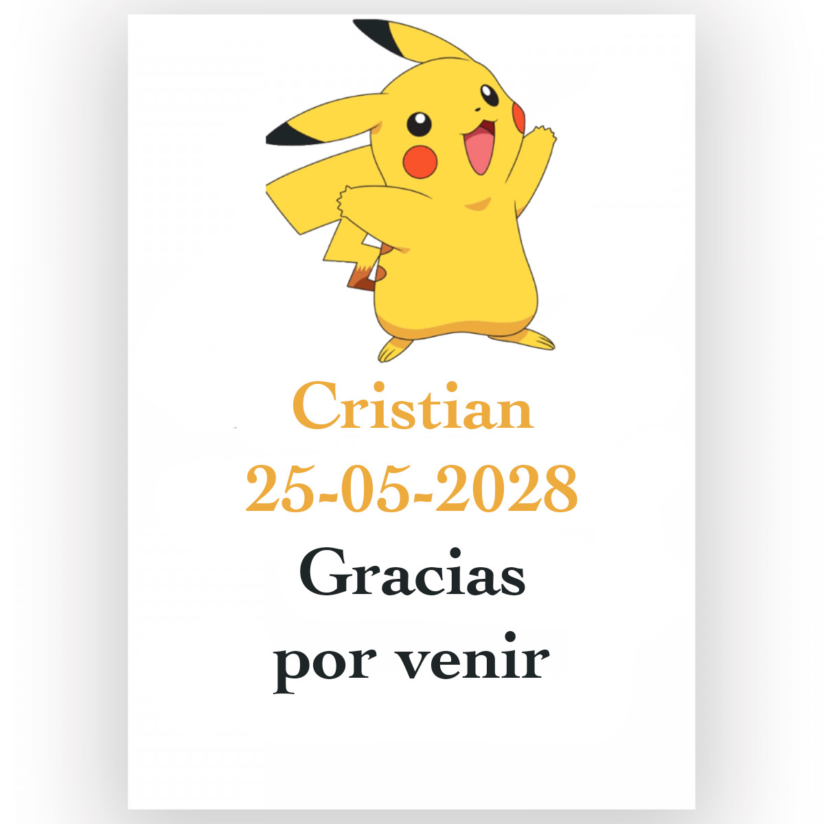 Pokémon, adesivo personalizado com texto 5x7cm