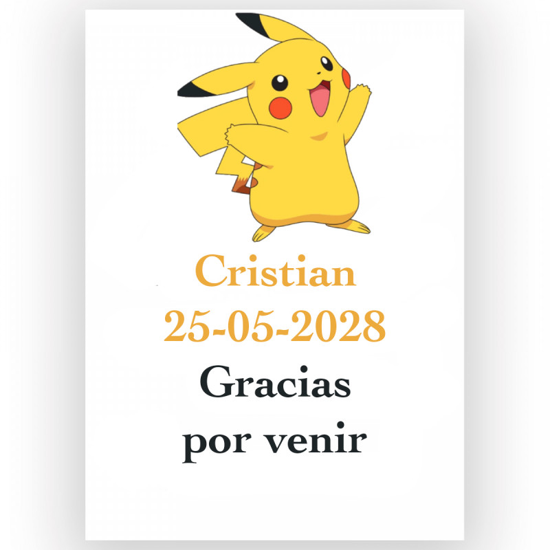 Pokémon, adesivo personalizado com texto 5x7cm