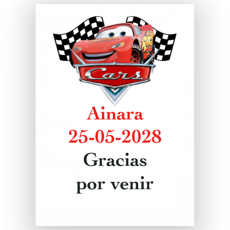 Cars, adesivo personalizado para eventos infantis 5x7cm