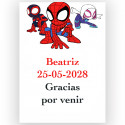 Spidey, adesivo com texto personalizado 5x7cm para eventos infantis