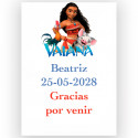 Vaiana Moana, adesivo editável 5x7cm para eventos infantis