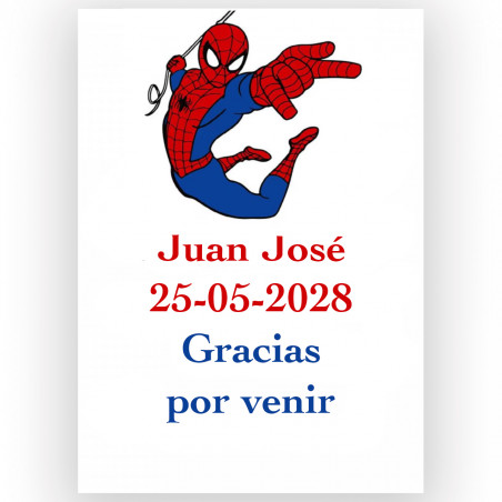 Spiderman, etiqueta adesiva personalizada 5x7cm