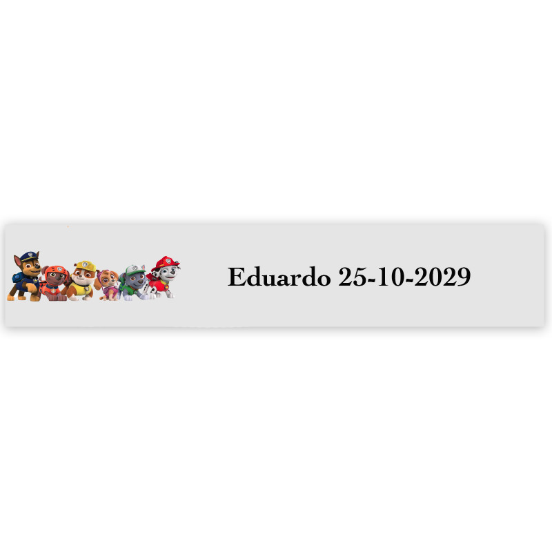 Patrulha Canina, adesivo personalizado para eventos infantis 5x1cm fundo transparente