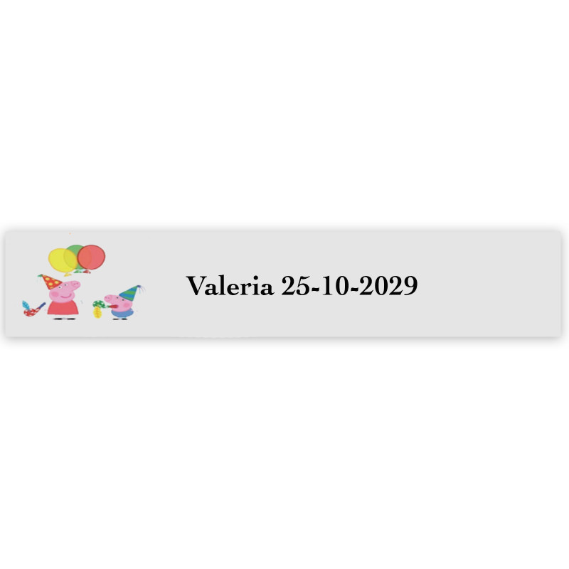Peppa Pig, adesivo com personalização para eventos infantis 5x1cm transparente
