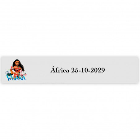 Vaiana Moana, adesivo 5x1cm transparente personalizado para celebrações