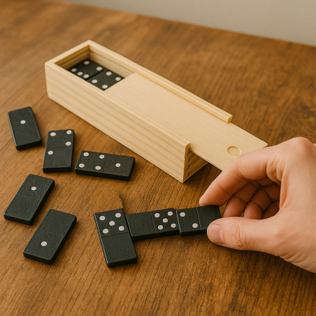 Dominó em caixa de madeira