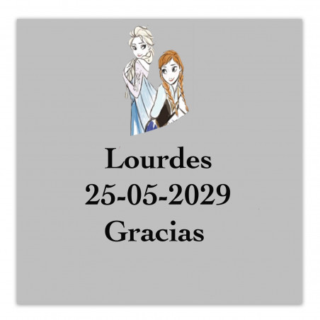 Etiqueta adesiva transparente Frozen 5x5cm personalizada