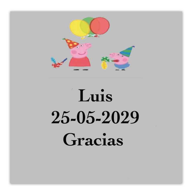 Peppa Pig etiqueta adesiva 5x5cm transparente para festas infantis