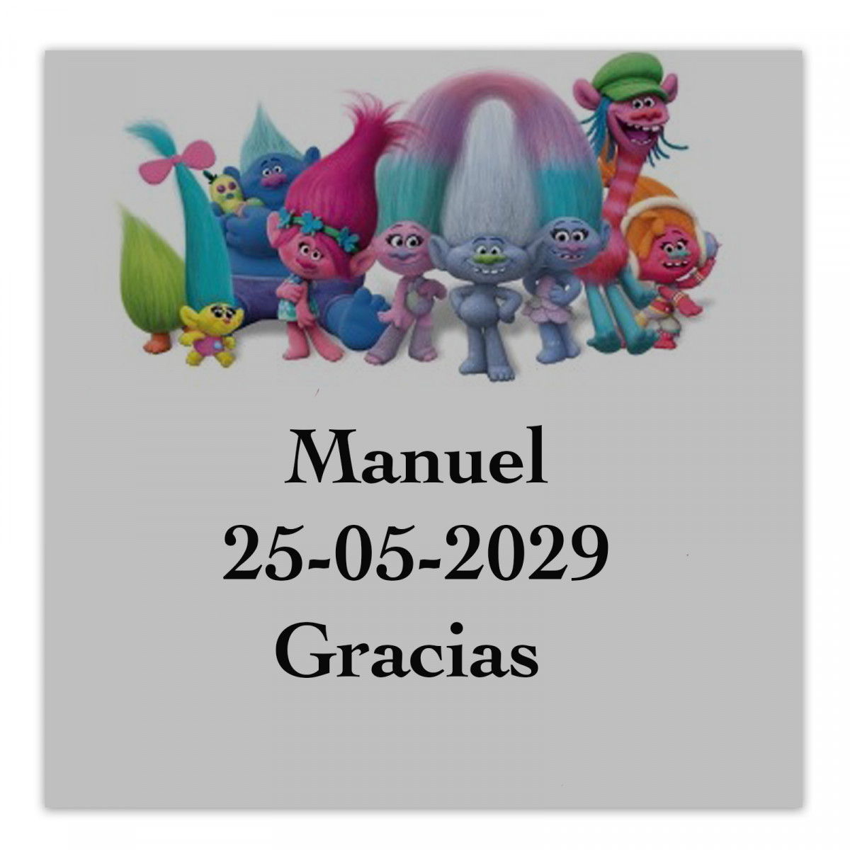 Trolls etiqueta adesiva transparente 5x5cm personalizada