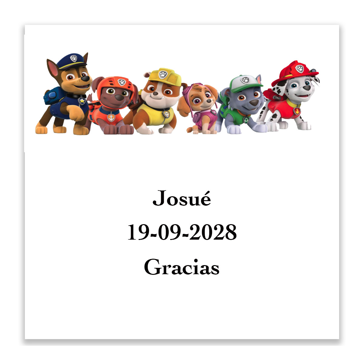 Adesivo personalizado Patrulha Canina 5x5cm para decoração infantil