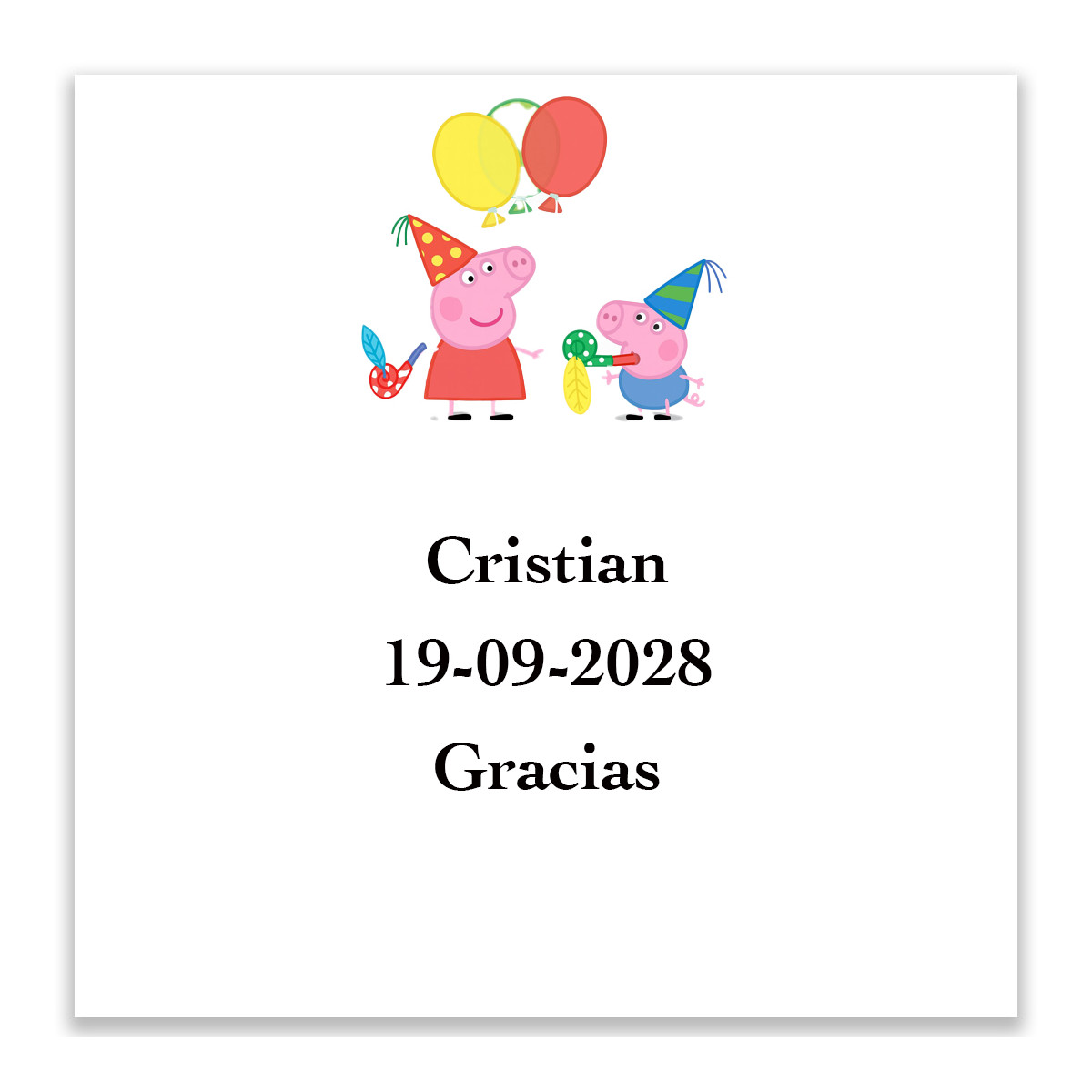 Etiqueta adesiva personalizada Peppa Pig 5x5 cm