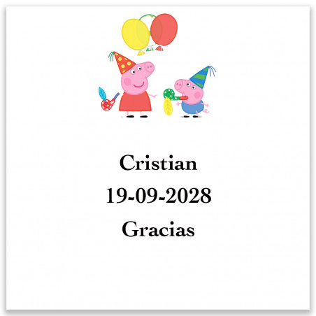 Etiqueta adesiva personalizada Peppa Pig 5x5 cm