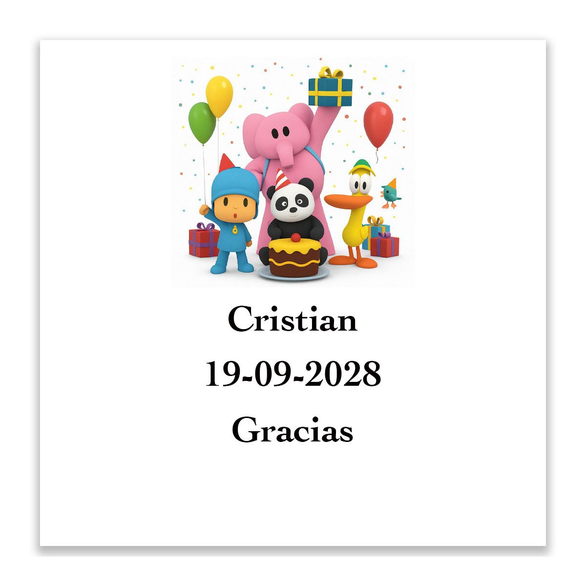 Pocoyó adesivo personalizado 5x5cm
