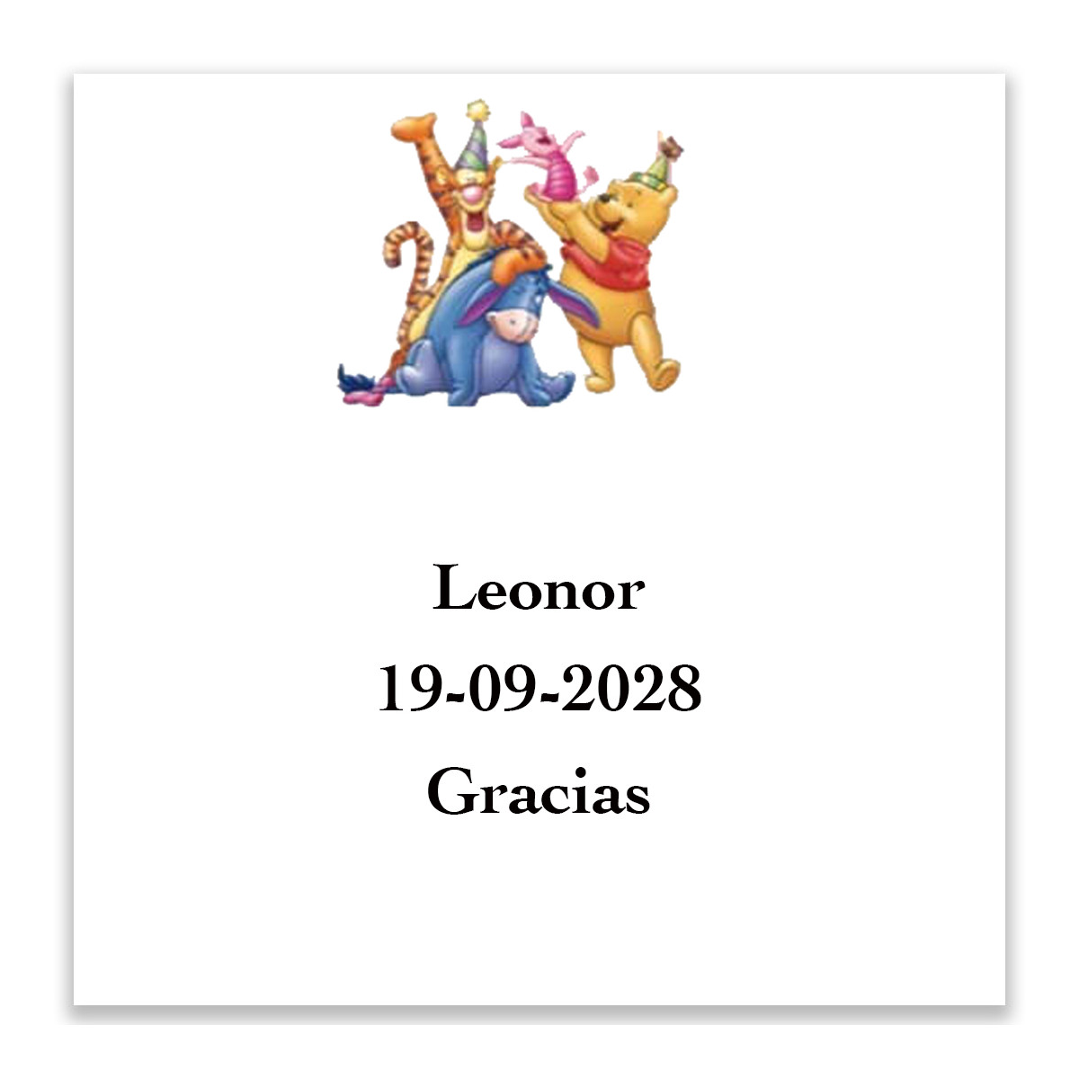 Winnie the Pooh, etiqueta quadrada 5x5cm personalizada
