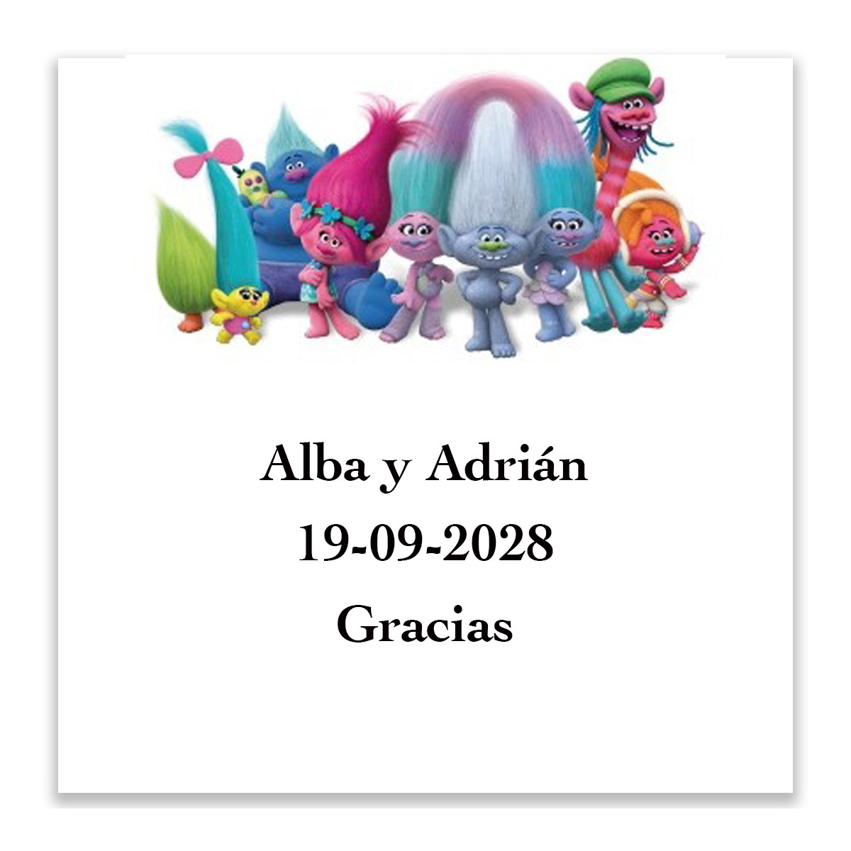 Trolls Adesivo personalizado quadrado 5x5cm