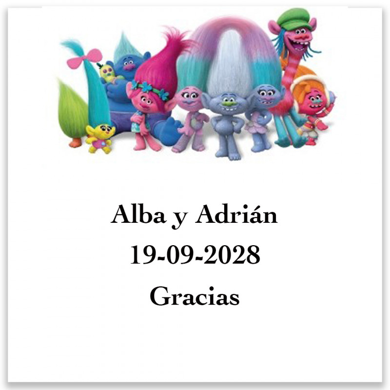 Trolls Adesivo personalizado quadrado 5x5cm