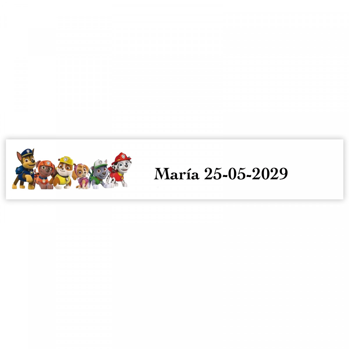 Patrulha Canina personalizada 5x1cm branco para eventos infantis