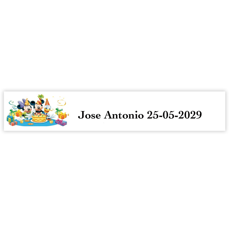 Adesivo personalizado Disney para eventos especiais 5x1cm branco