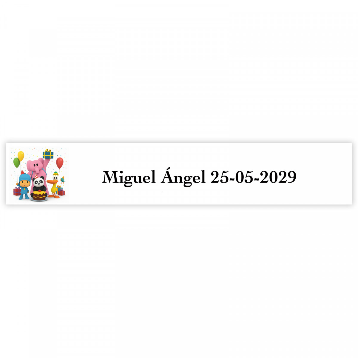 Pocoyó etiqueta adesiva personalizada 5x1cm para eventos