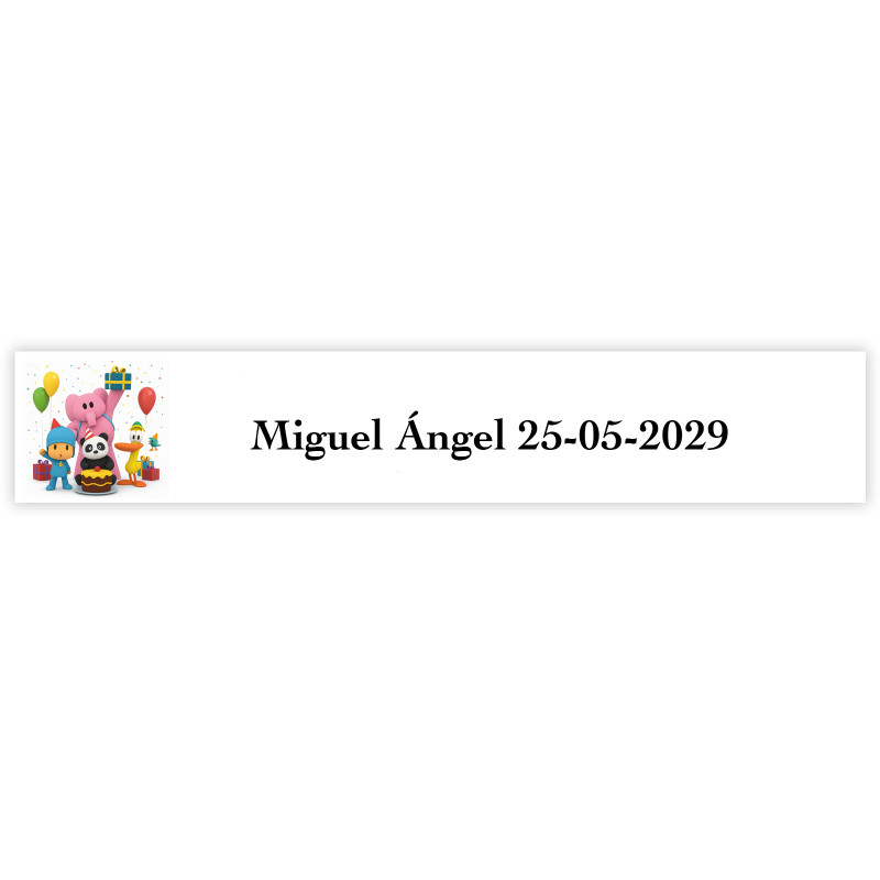 Pocoyó etiqueta adesiva personalizada 5x1cm para eventos