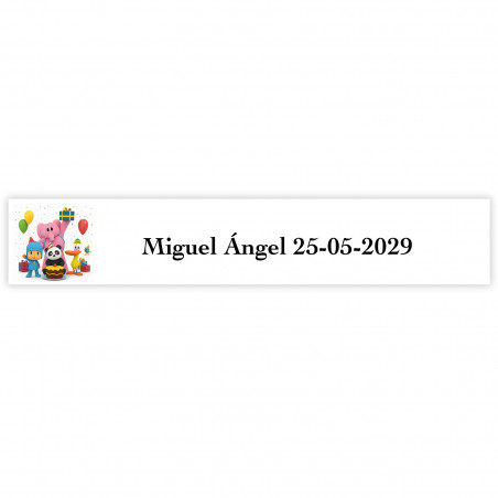 Pocoyó etiqueta adesiva personalizada 5x1cm para eventos