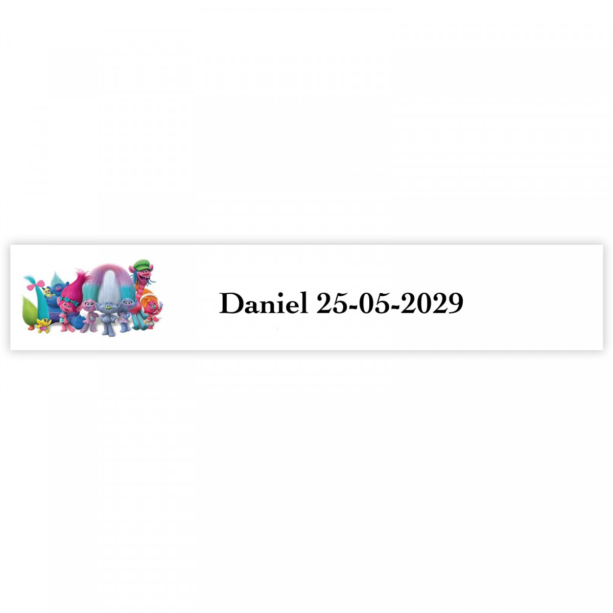 Trolls adesivo personalizado para crianças 5x1cm fundo branco