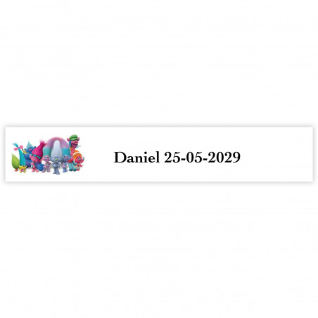 Trolls adesivo personalizado para crianças 5x1cm fundo branco