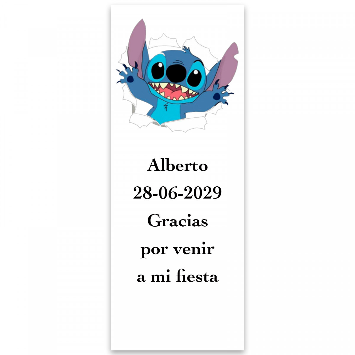Adesivo personalizado Stitch para eventos 5x13cm