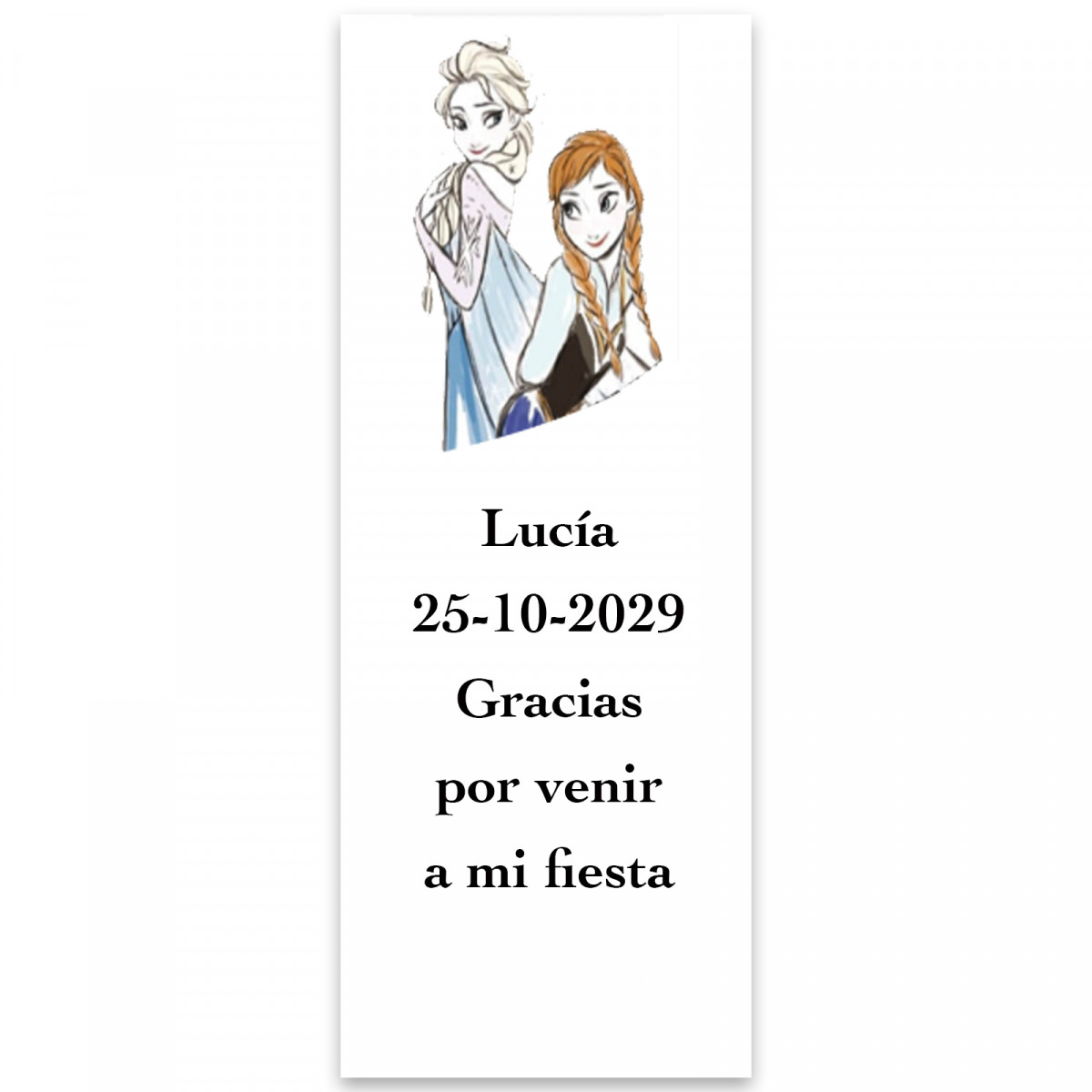 Adesivo personalizado Frozen com fundo branco 5x13cm