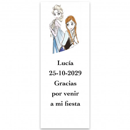 Adesivo personalizado Frozen com fundo branco 5x13cm