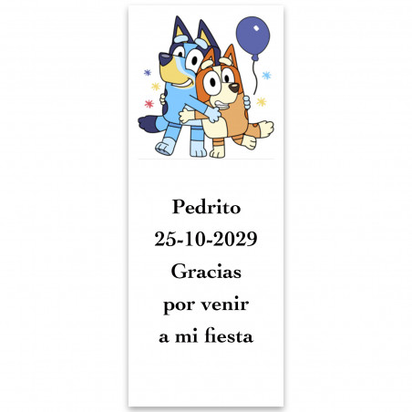 Bluey e Bingo em etiqueta adesiva personalizada 5x13cm