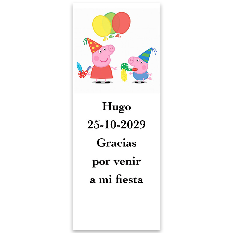 Peppa Pig, etiqueta adesiva com design festivo 5x13cm