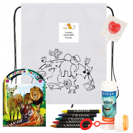 Mochila e livro de colorir da Disney com bolha de sabão