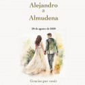Yoyô verde de cana de trigo em envelope com cartão personalizável para casamentos