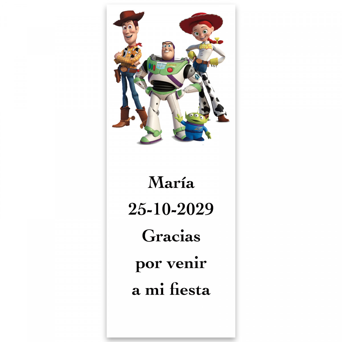 Toy Story, etiqueta personalizada 13x5cm vertical